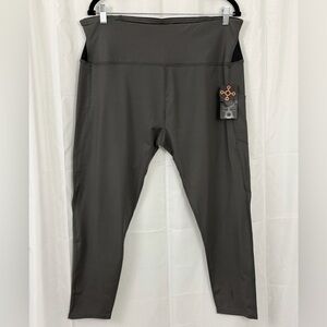 Tommie Copper Slate Gray High Waist Lower Back Support Capri Leggings 3X. NWT